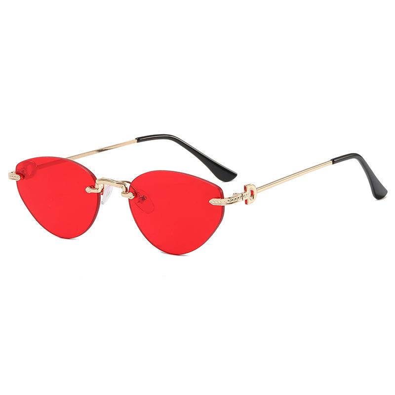 Cat Eye Shape Rimless Sunglasses For Woman European American Style Sun Glass For Men Vacation Travelling Female Sunglass