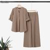 Completo casual da due pezzi con camicetta e pantaloni a maniche lunghe da donna