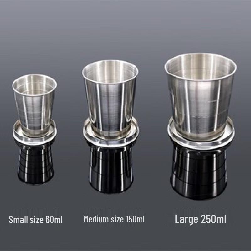 Portable Stainless Steel Collapsible Cup with Keychain