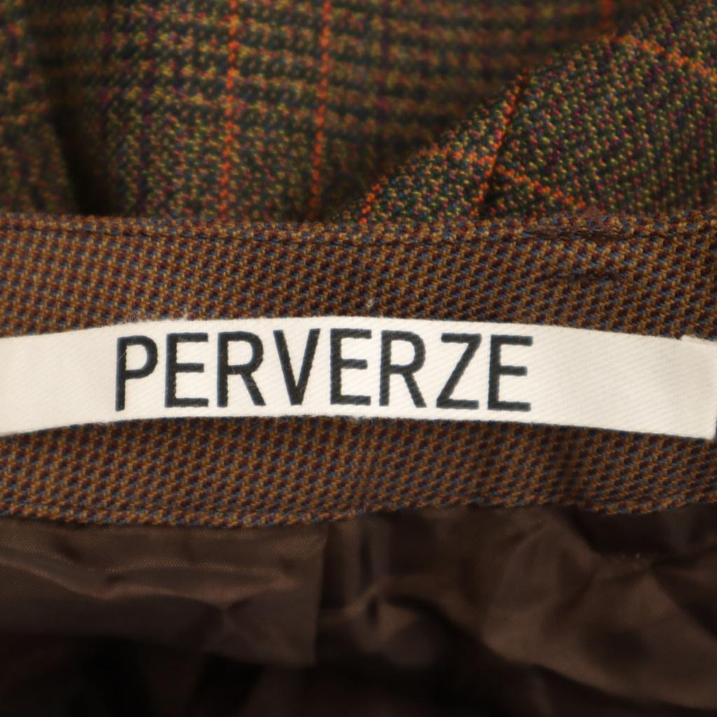 PERVERZE Check Pattern Long pants S Brown Women Used