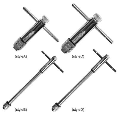 Adjustable Silver T-Handle Ratchet Tap Wrench Reamer Hand Manual Holder Wrench Metric M3-M8 M5-M12 Tap Wrench Hand Tapping Tools