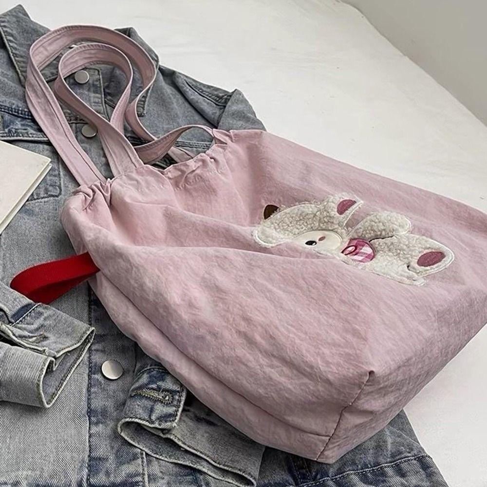 Versatile Sheep Printed Tote Bag Large Capacity Lightweight Shoulder Bag Handbag for Women Students Commuting Daily Use