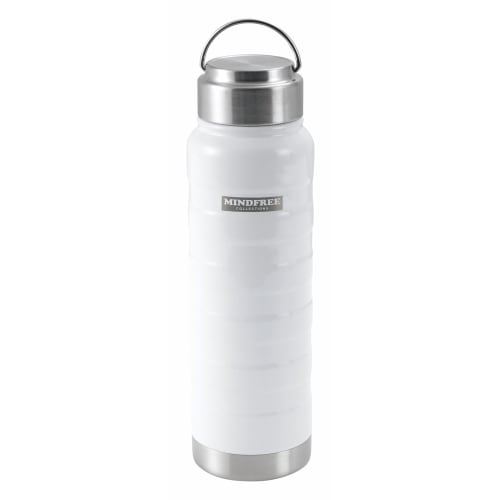 

Kakusei MF-07W Mindfree 700ml White Double-walled Vacuum Insulated Water Bottle with Wide Mouth, Handle, and Scratch-Resistant Powder Coating for Outd