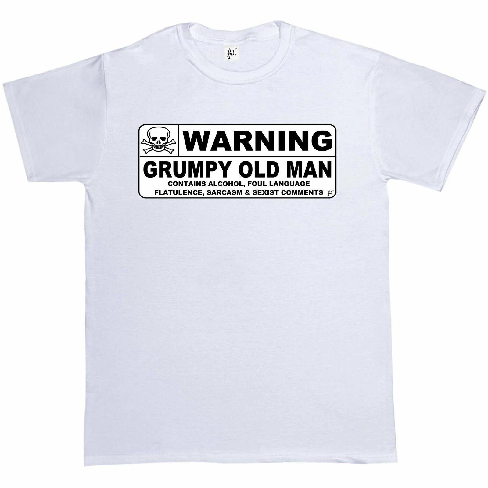 Warning Grumpy Old Man Caution Sign Fathers Day Christmas Birthday Mens T-Shirt XS