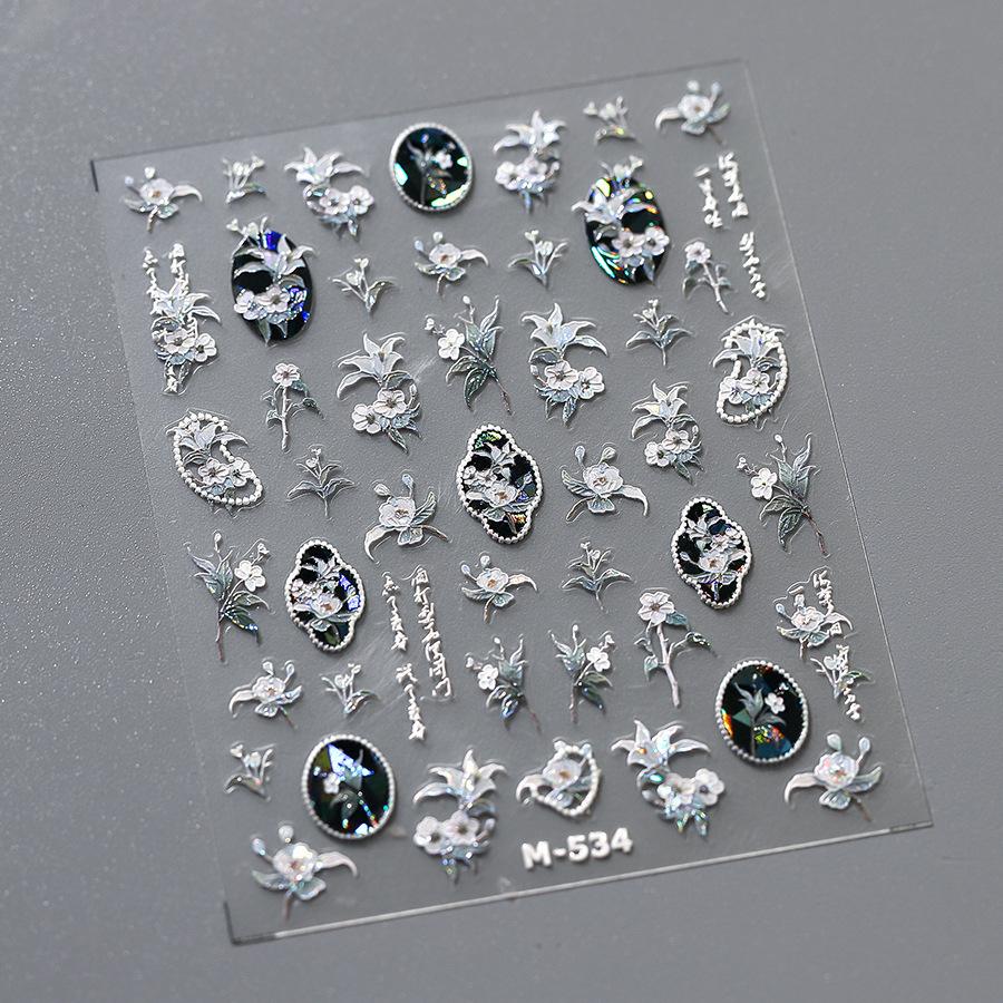 1 PCS 5D Glitter Light Pink Begonia Flower Nail Art Sticker Exquisite Design High Quality Decorative Decal Nail Sticker