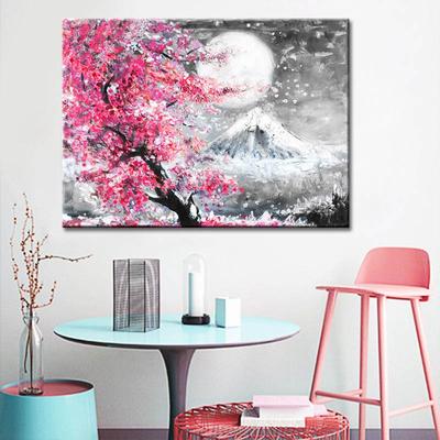 Cherry Blossom Mount Fuji Japanese Posters Canvas Prints Paintings Wall Art Pictures for Living Room Kitchen Interior Home Decor