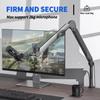 FIFINE Boom Arm Microphone Stand, Desktop Microphone Stand with Extension Pole, Telescoping and Folding, 360° Rotation, Adjustable Angle, 14" To 38"
