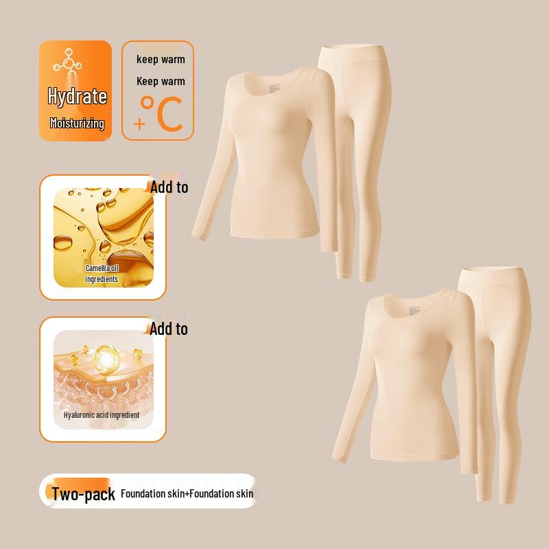 Plus Size 200 Jin Warm Top and Long Johns Set with Hyaluronic Acid for Women