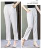 Women's High-Waist Cotton-Linen Summer Pants: Stylish, Elastic, Straight Fit for Middle-Aged and Elderly