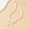 Hot Sale, French Bow Choker Versatile Neck Chain, Beaded Imitation Pearl Necklace