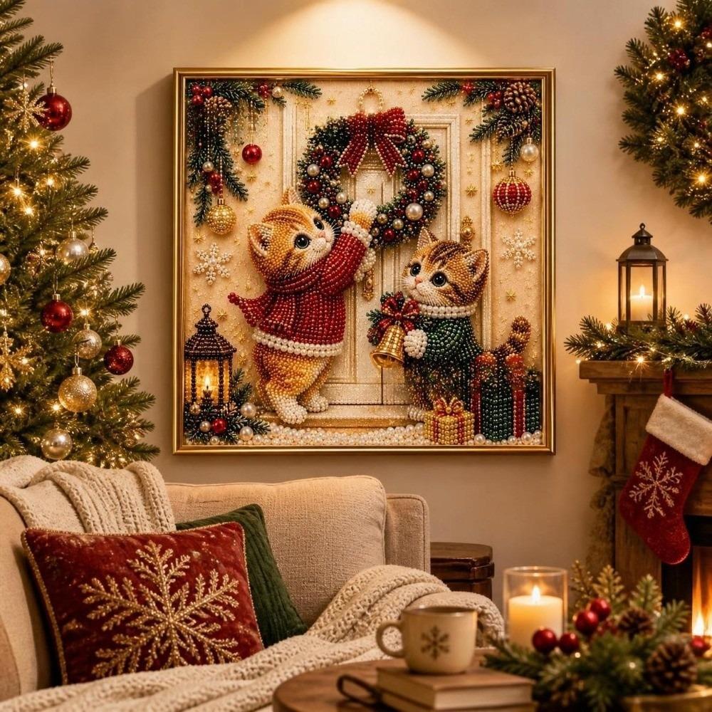 Handmade Christmas Rhinestone Painting Art Kit With Frame Santa Crystal Painting Set  Christmas