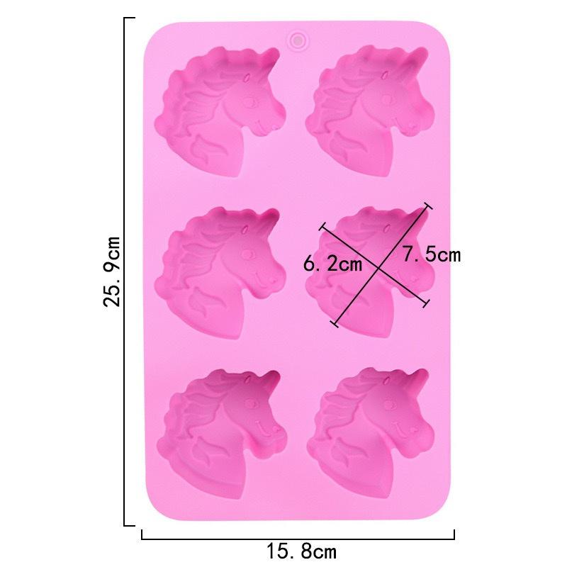 6 even Unicorn Silicone Baking Mold 3D Chocolate Pudding Molds Cupcake Pan Cake DIY Muffin Kitchen Tools