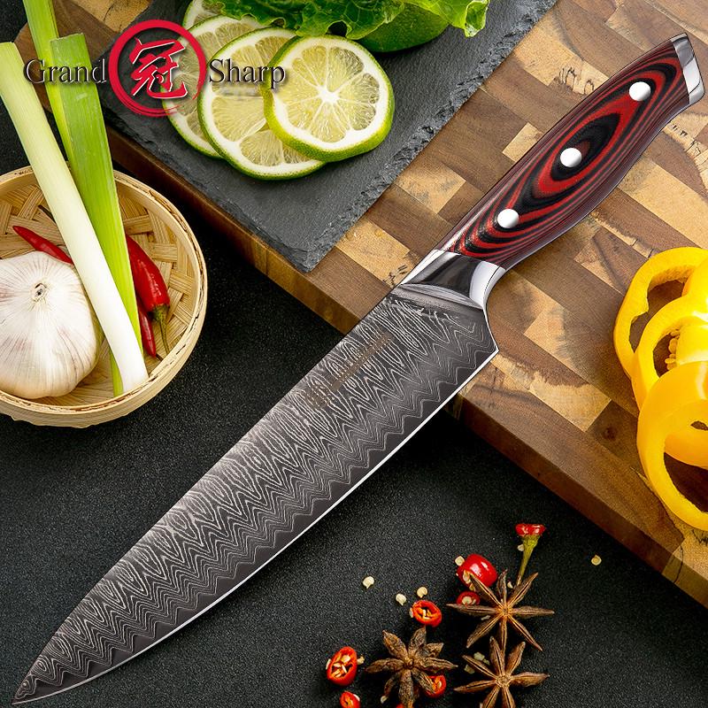 8'' Japanese Kitchen Knives 67 Layers Vg10 Damascus Steel Chef Knife Meat Vegetable Multi Cooking Tools Gift Box GRANDSHARP
