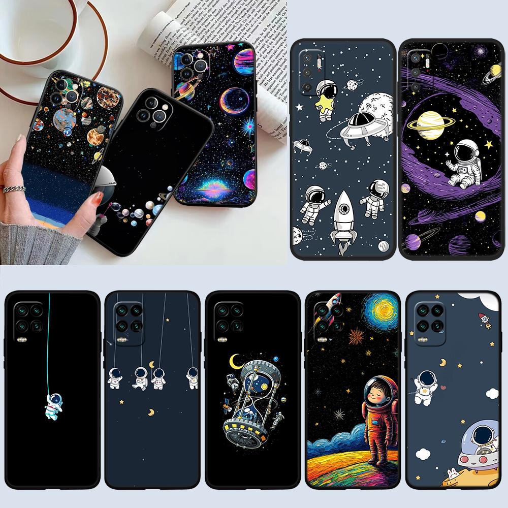 UP8 Astronaut Space Moon Phone Case for Samsung Galaxy S20 S21 S22 Ultra FE + Plus A21S A22 A24 A25 A26 A30 A30S A31