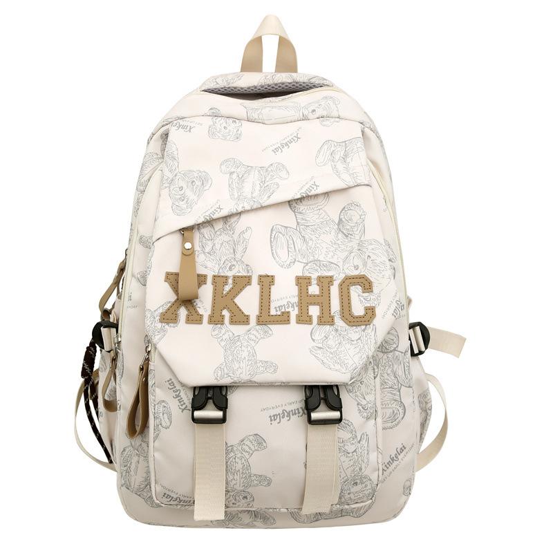 

Школьный рюкзак большой вместимости с принтом медведя, простой, универсальный, грязеотталкивающий, для учеников начальной школы, учеников средней школы Single bag