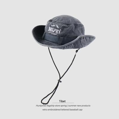 Japanese White Rose Pink Embroidered Fisherman Hat Female Summer Sunshade and Sunscreen Hat Outdoor Camping and Mountaineering Hat