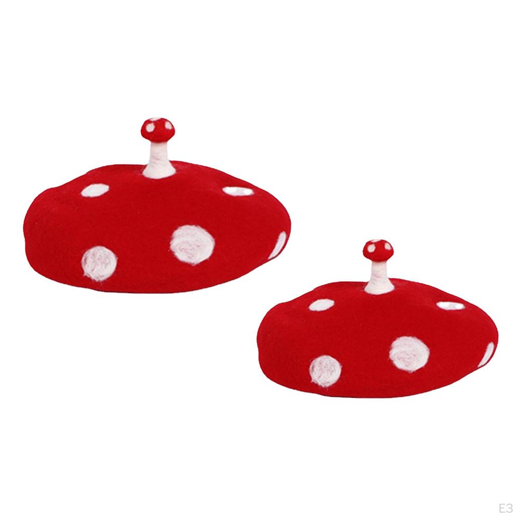 Mushroom Hat Felt Beret Halloween Warm Vintage Painter Party Favors Handmade Sweet Girl Decor