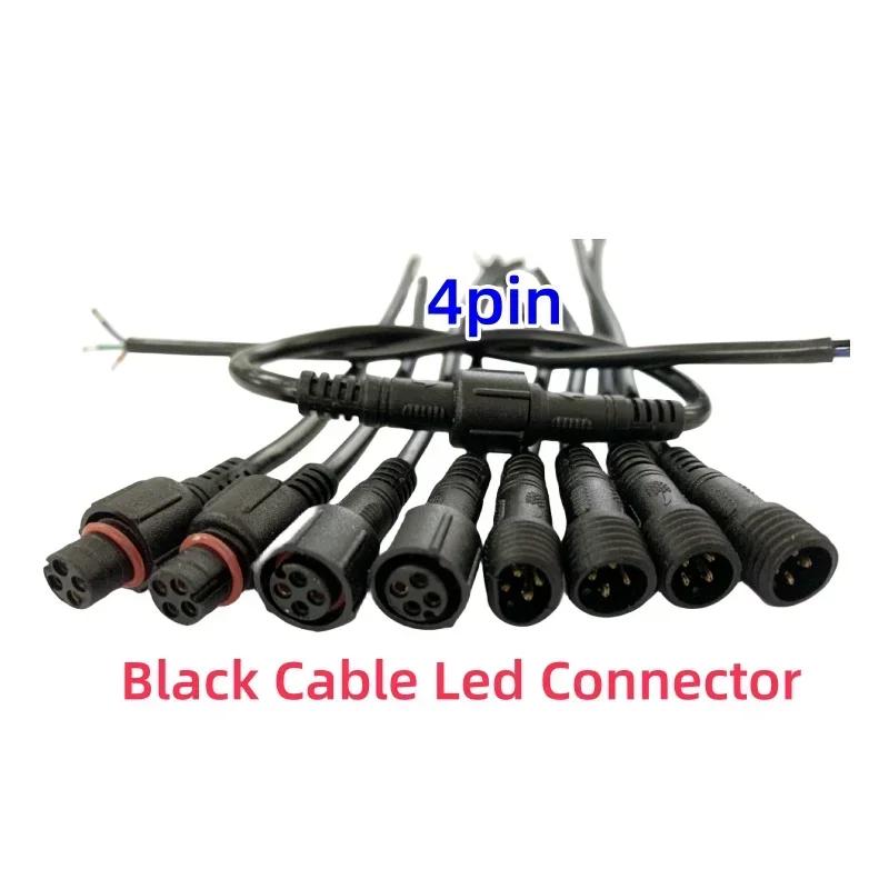5/10/20/50 Pairs Male To Female 40cm Length Waterproof Cable 2pin 3pin 4pin 5pin Led Connector Black Wire for LED Strip Light WP