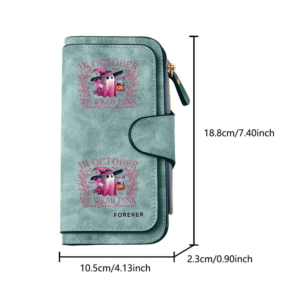 October Pink Breast Cancer Awareness Printed Long Wallet Multifunctional Portable Coin Purse With Clasp Large Capacity Daily Commuting Travel