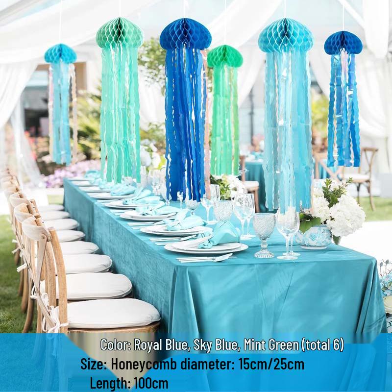Blue Ocean Sky Tassel Ribbon Flag - Western Summer Theme Crepe Decoration
