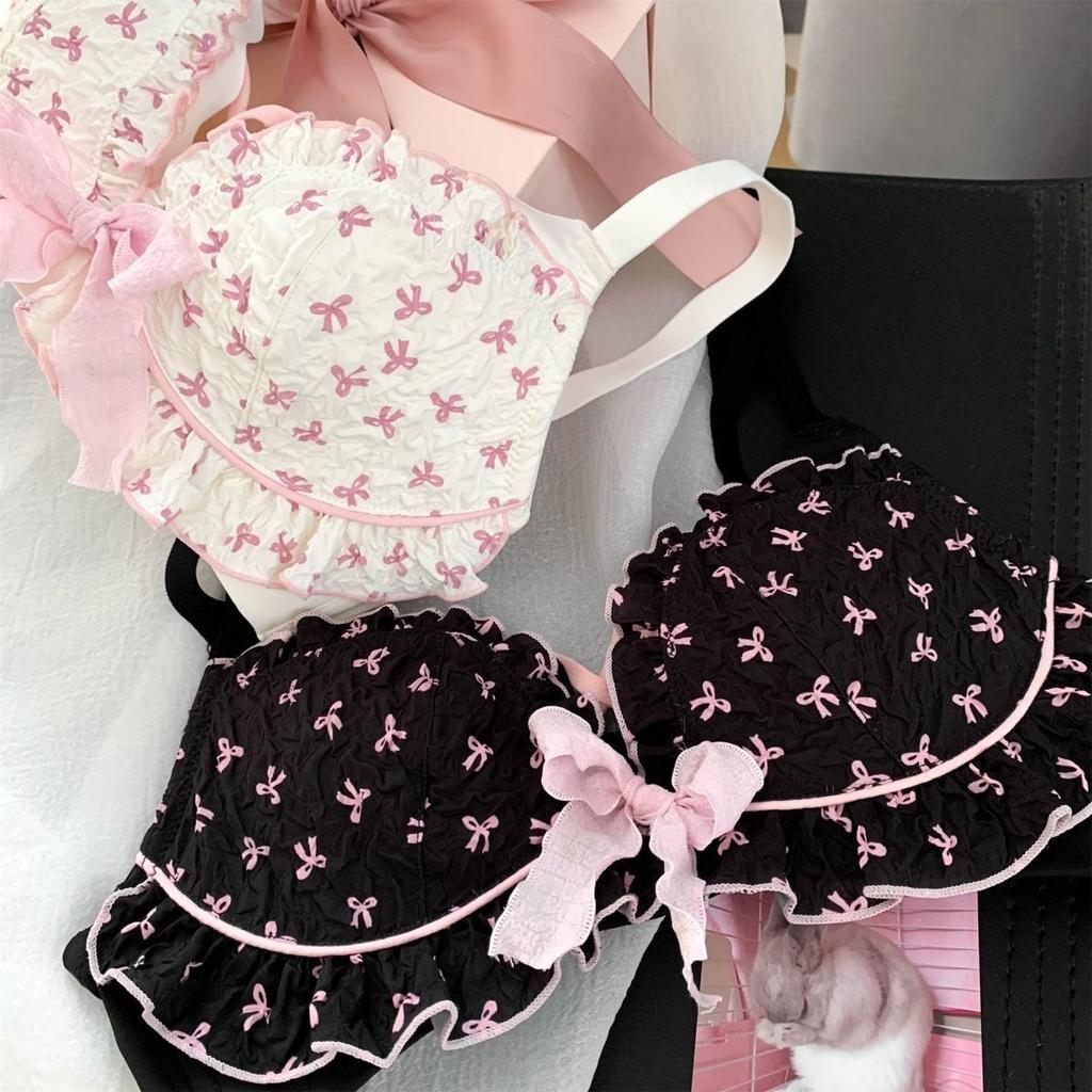 Women Black Pink Bras Cute Design Girls Underwear Push Up Sexy Bras Fashion Backless Sling Lace Lingerie