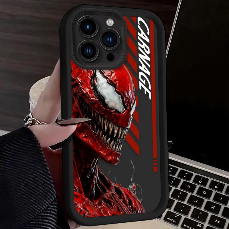 Marvel Venom Carnage Phone Case For iPhone 17 Air 16 16E 15 14 13 12 11 Pro Max X XS X S Max XR SE 2020 SE4 7 8 Silicone Cover