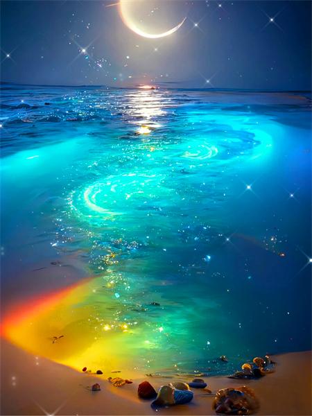 5d Diamond Painting Full Drill Moon Seaside Landscape Home Decor Embroidery Mosaic Beachfantasy Home Decor