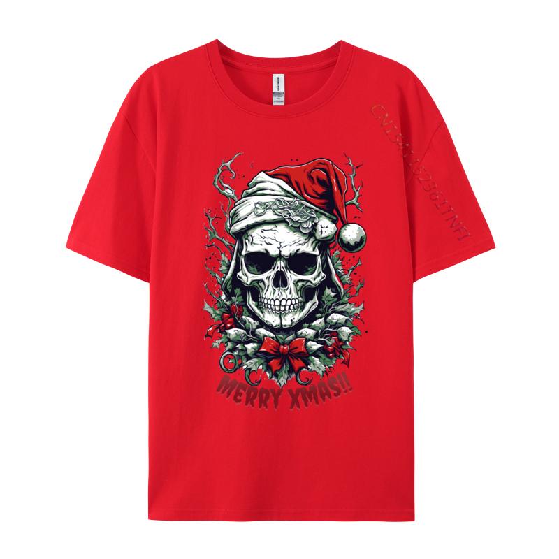 Cool Skull Weihnachten Für die Feiertage T-Shirt Herren Weiches Baumwoll-T-Shirt Ästhetische Camisas Herren T-Shirt Camisas