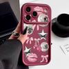 Cherry Bowknots Lips Disco Ball Case For iPhone 17 Pro Max Shockproof Silicone Bumper Cover For iPhone 16 Pro Max Funda iPhone 15 14 13 12 11 16E
