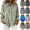 Floral Print Button Women Long Sleeve Casual Shirt Blouse Plus Size Basic Top