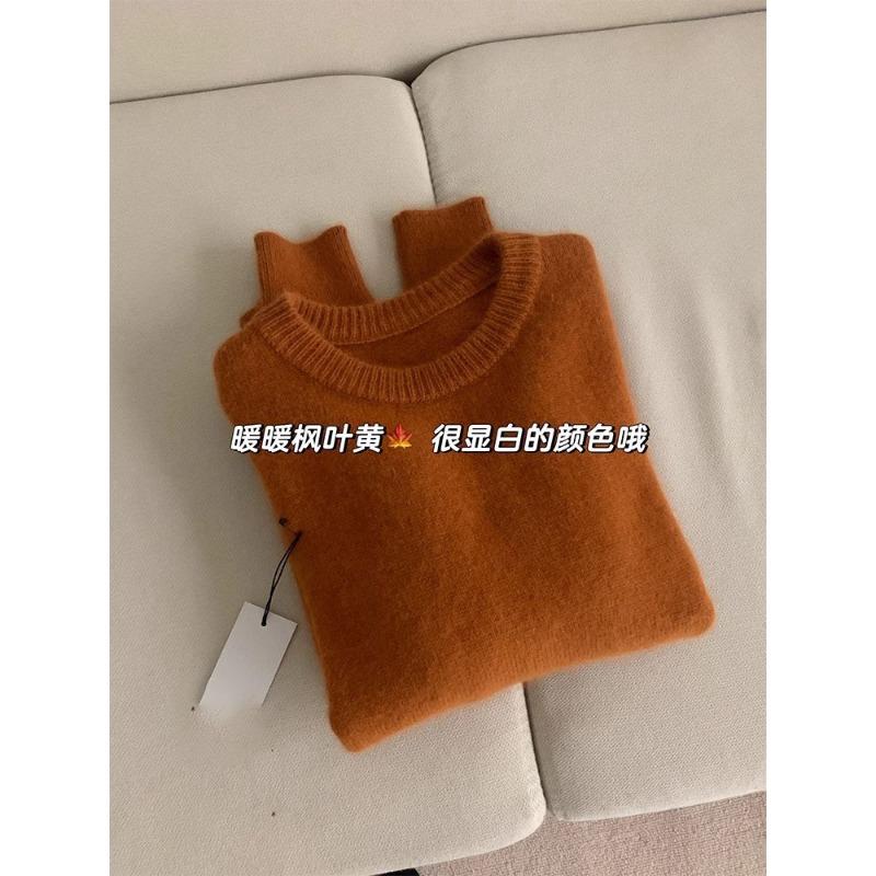 

Теплый свитер цвета заката, мягкий восковой пуловер, трикотажный топ с длинным рукавом для женщин XL закат оранжевого