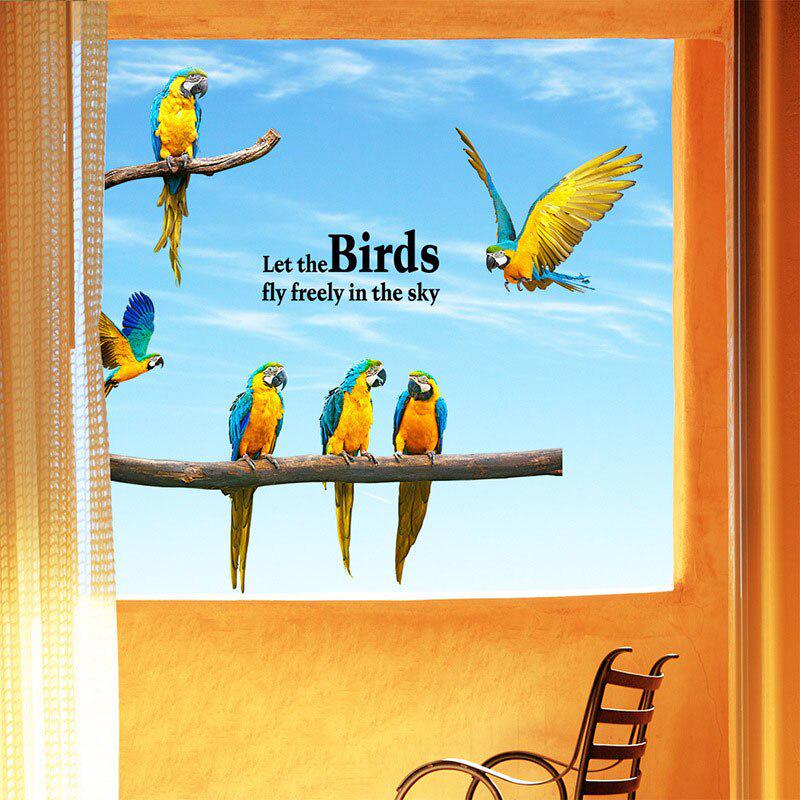 New Wall Stickers Parrot Creative Personality Bird Bedroom Stickers Background Sofa Animal Wallpaper
