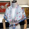 POBING Silk Scarf Women Castle Print Square Scarves Head Echarpes Silk Foulards Femme Wraps Beach Shawl Bandana Lady Hijabs 90CM