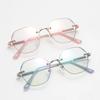 Polygonal Framed Myopia Glasses Light Sensitive Color Changing Rimless Diamond Cut Rim Premium Sense Anti-Blue Light Glasses