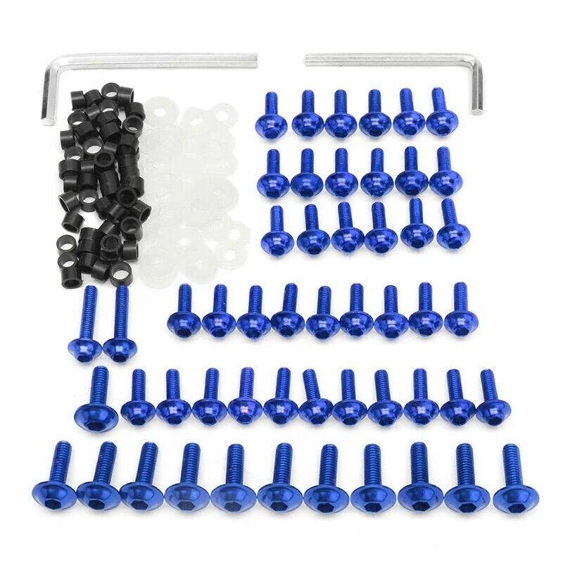 

158PCS Universal Motorcycle Fairing Screws Nuts Kit Moto Body Work Bolts Screw for Yamaha YZF R1 R6 R3 2004- 2008(Blue)