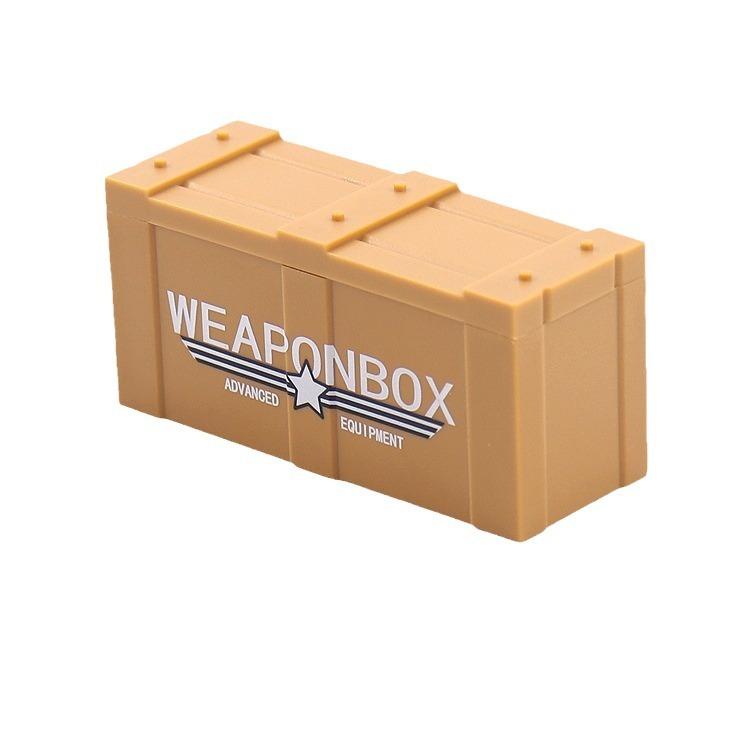 Military Weapon Box Building Block Doll Accessory Box Airdrop Box With Pattern Equipment Gun Ammunition Box Children'S Toy