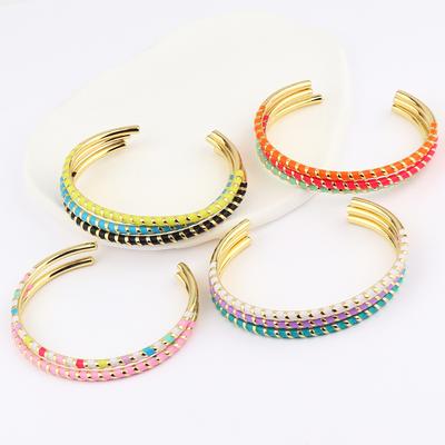 Simple Fashion Thin Colorful Women Bangle Bracelet With Colored Enamel Band Open Bangles Fashion 2026 New Jewelry