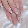 24Pcs Blush Pink Almond Press On Nails With 3D Bowknots Glossy Full Cover False Nail Tips Sweet For Women Girls