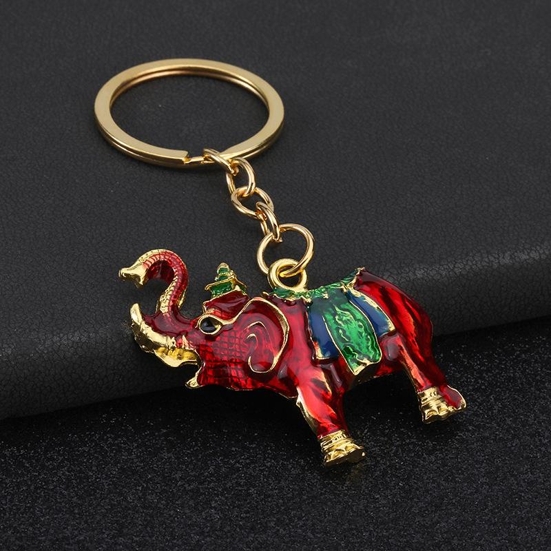 

Vintage Colorful Elephant Keychain Creative Cute Animal Bag Car Key Ring For Men Women Gift красный