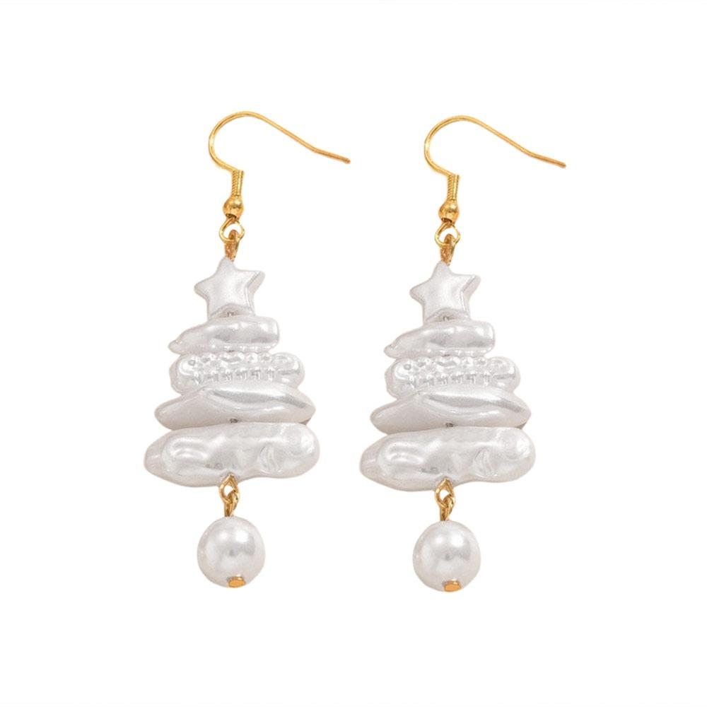 Irregular Pearl Drop Earrings Pearl Flower Christmas Tree Necklace Jewelry Accessories