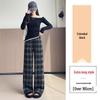 Women's Retro Plaid Woollen Trousers - New for 2026, Autumn/Winter Collection, Narrow Fit, Plus Size, Slimming Wide Leg Pants