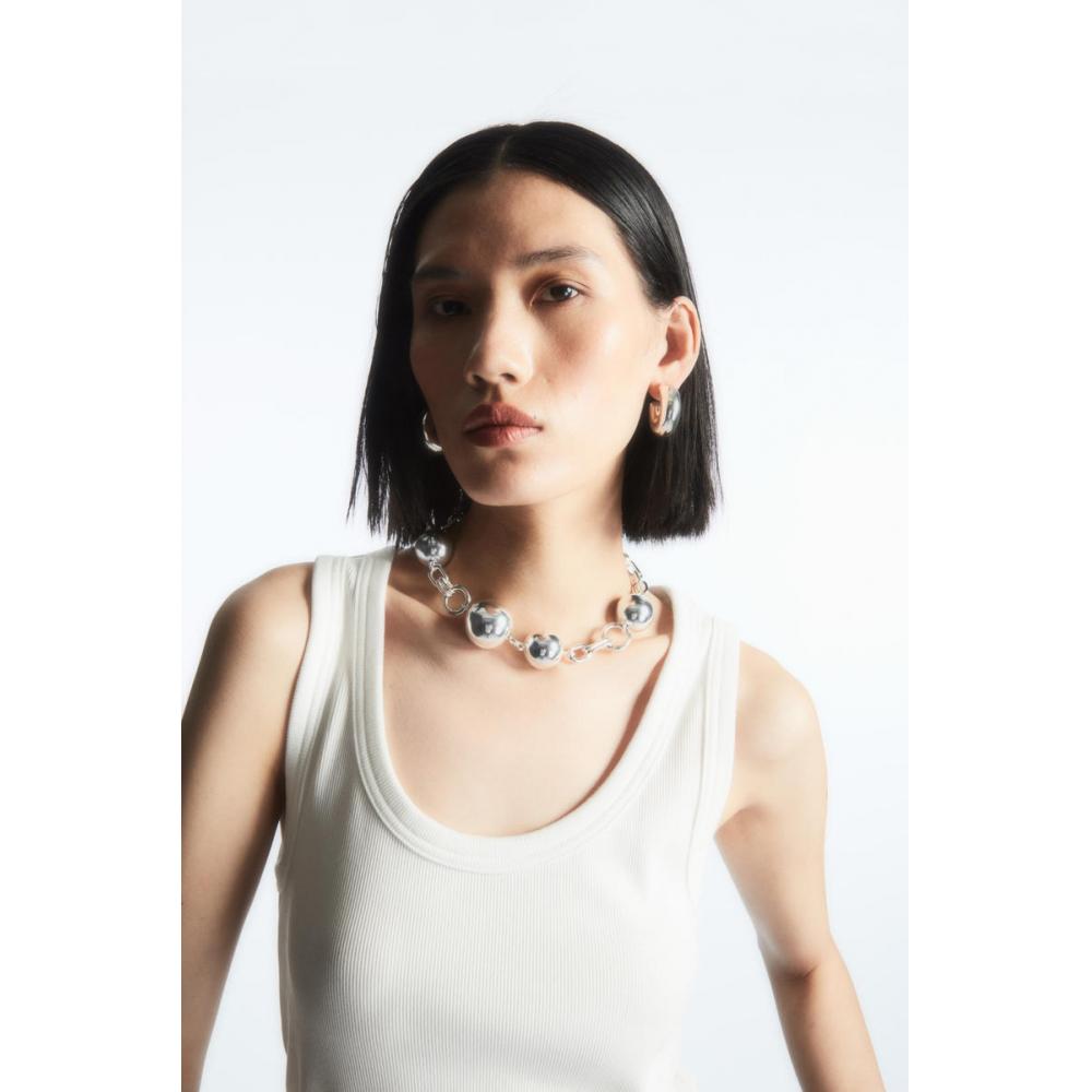 

COS Японский топ с круглым вырезом и рубчиком white/L