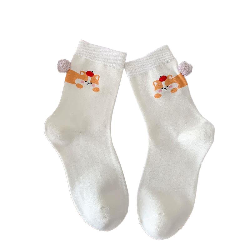 1Pair Cotton Comfortable Animal Egg Socks Skin-Friendly Cartoon Cartoon Multi-element Three-dimensional Print