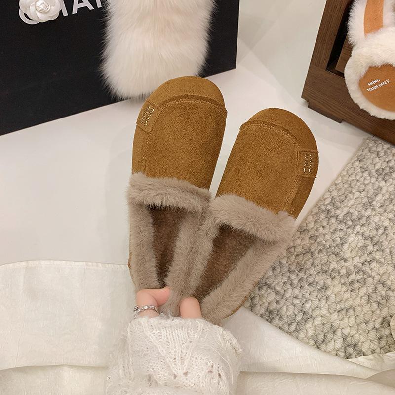 Retro plush shoes women's winter 2025 new soft-soled outer wear Doudou shoes warm cotton shoes mother shoes