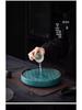 Round Ceramic Tea Tray: Chinese Retro Kung Fu Tea Set, Dual-Use Dry & Wet Brewing Table with Water Storage.