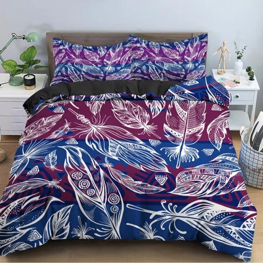 Colorful Feather Duvet Cover Set Bedding Set 3-piece Duvet Cover Set