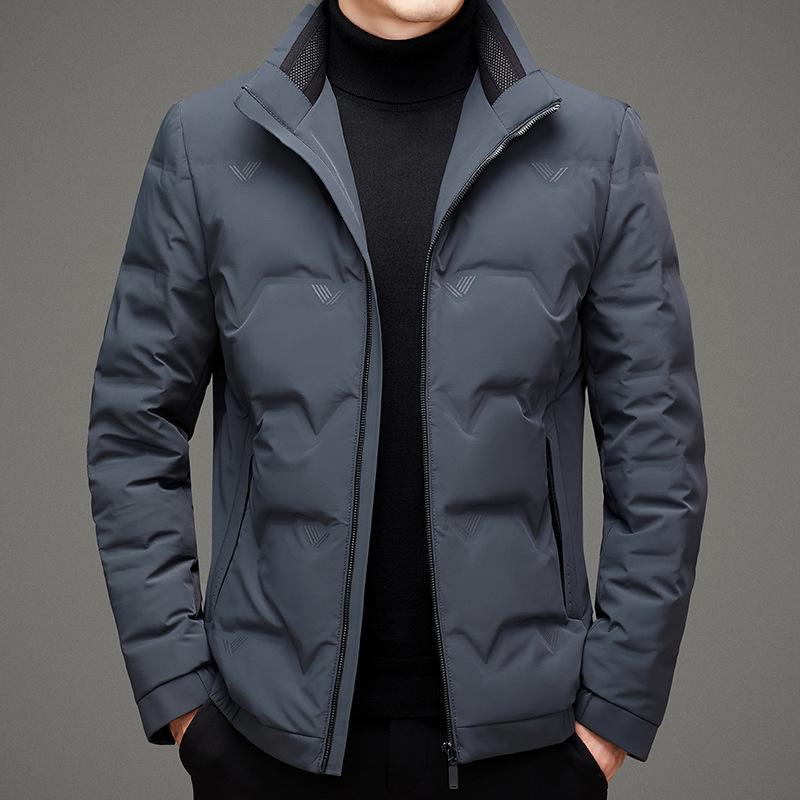 

Men s High-End Winter Stand Collar Down Jacket – Stylish, Warm, Short Outerwear for Mid-Aged Casual Wear 4XL сірий колір