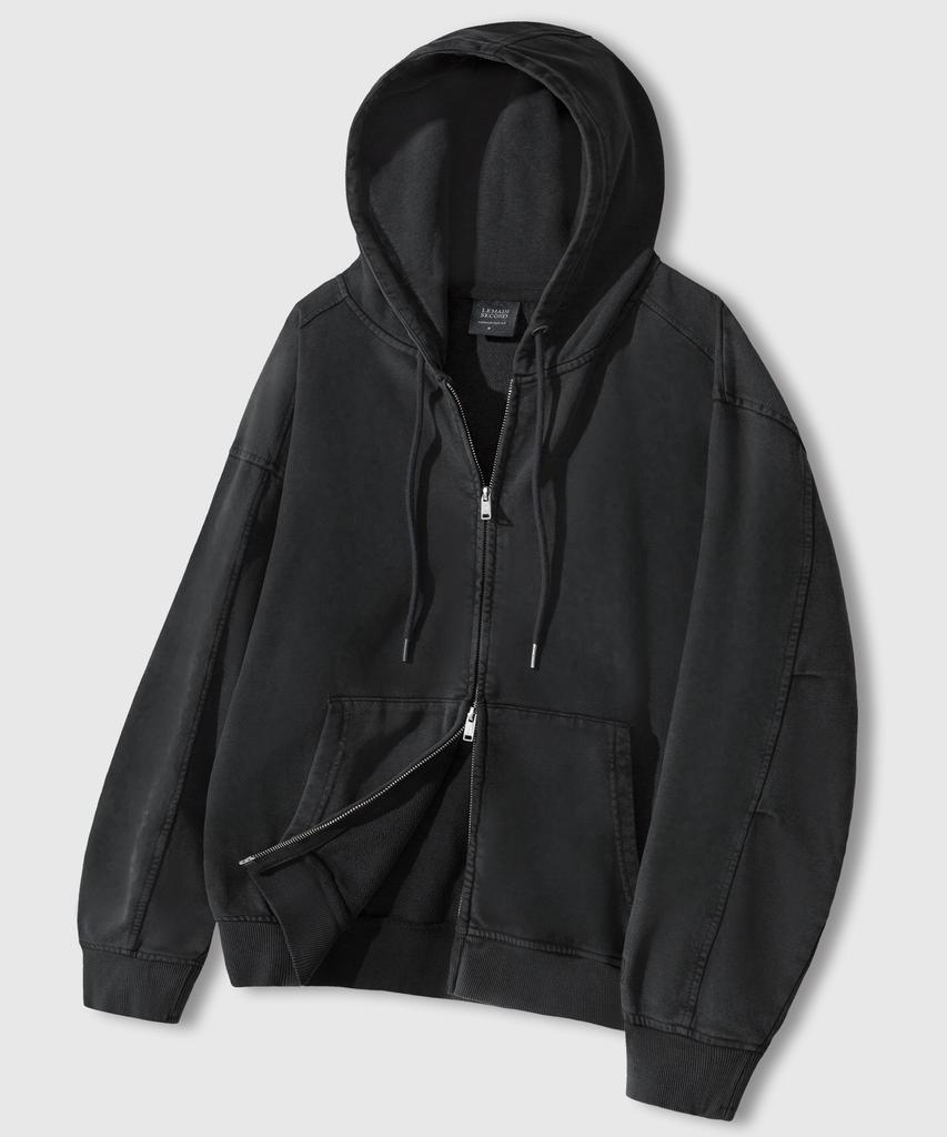 Lemain Second Vintage Pigment 2-Way Oversized Zip-Up Hoodie_2 Colors