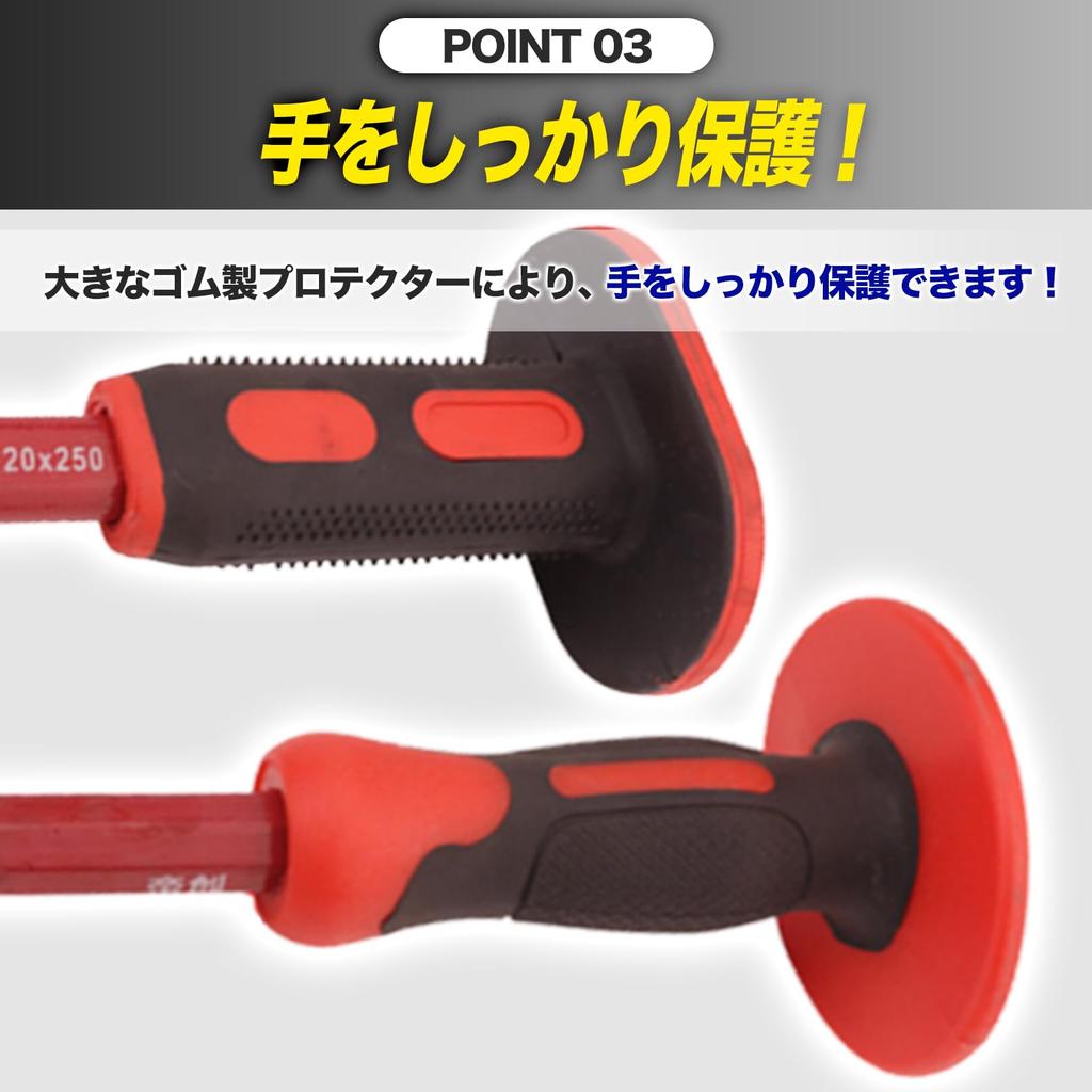 Sac Taske Masonry Chisel and Chisel Set with Rubber Handle for Woodworking, Mining, Stone Carving (30cm)