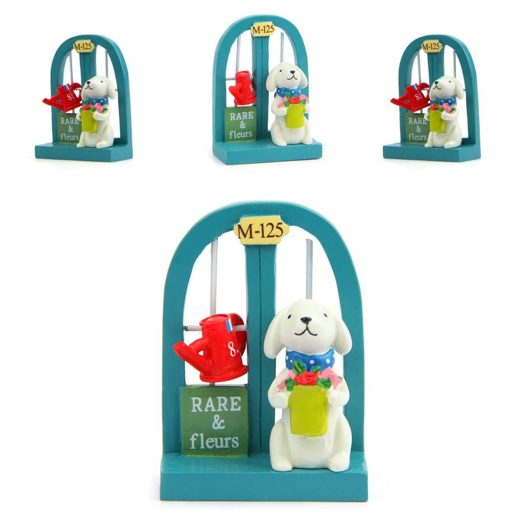 Cute Cartoon Windowsill Flower Puppy Scene Mini Model Ornament For Home And Events